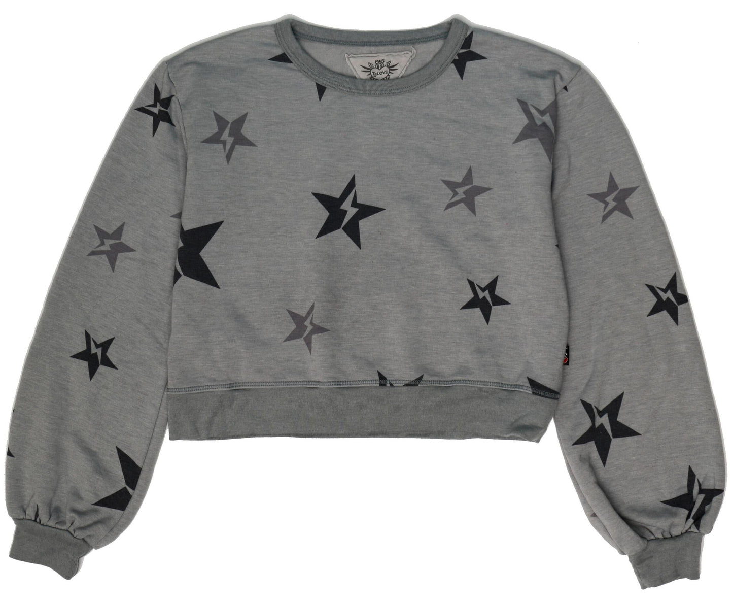 Puffed Long-Sleeved Crew Top (Star Bolt Pattern)