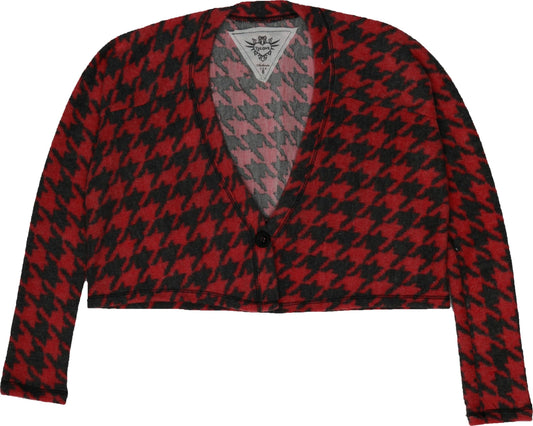Cropped Cardigan (Houndstooth Pattern)