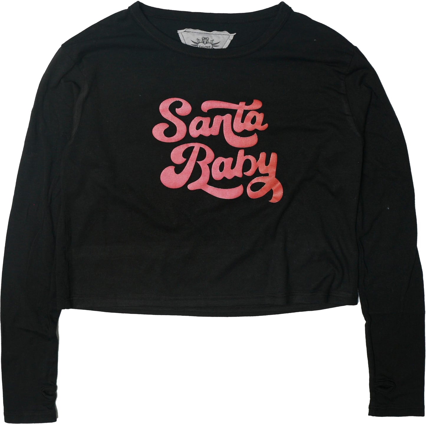 Long-Sleeved Boxy Tee with Thumbholes ("Santa Baby")