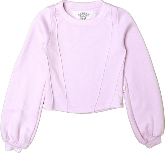 Heather Puffed Long-Sleeved Pullover with Seamed Bodice