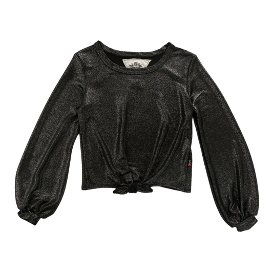 Puffed Long-Sleeved Tie-Front Top