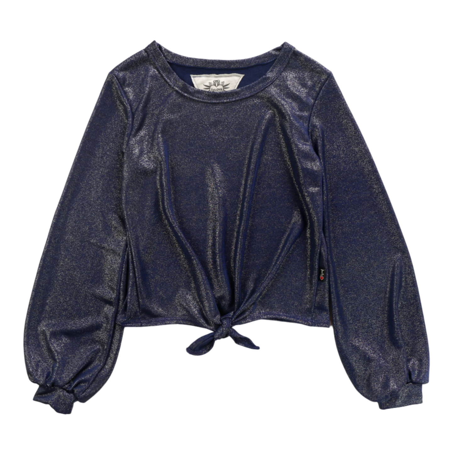 Puffed Long-Sleeved Tie-Front Top
