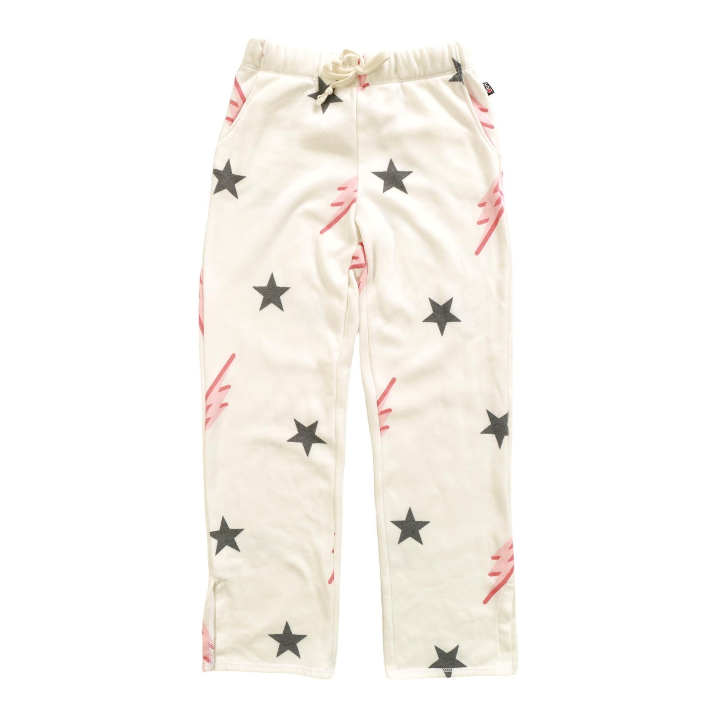 Straight-Legged Pants with Side Slits (Stars and Bolts Pattern)