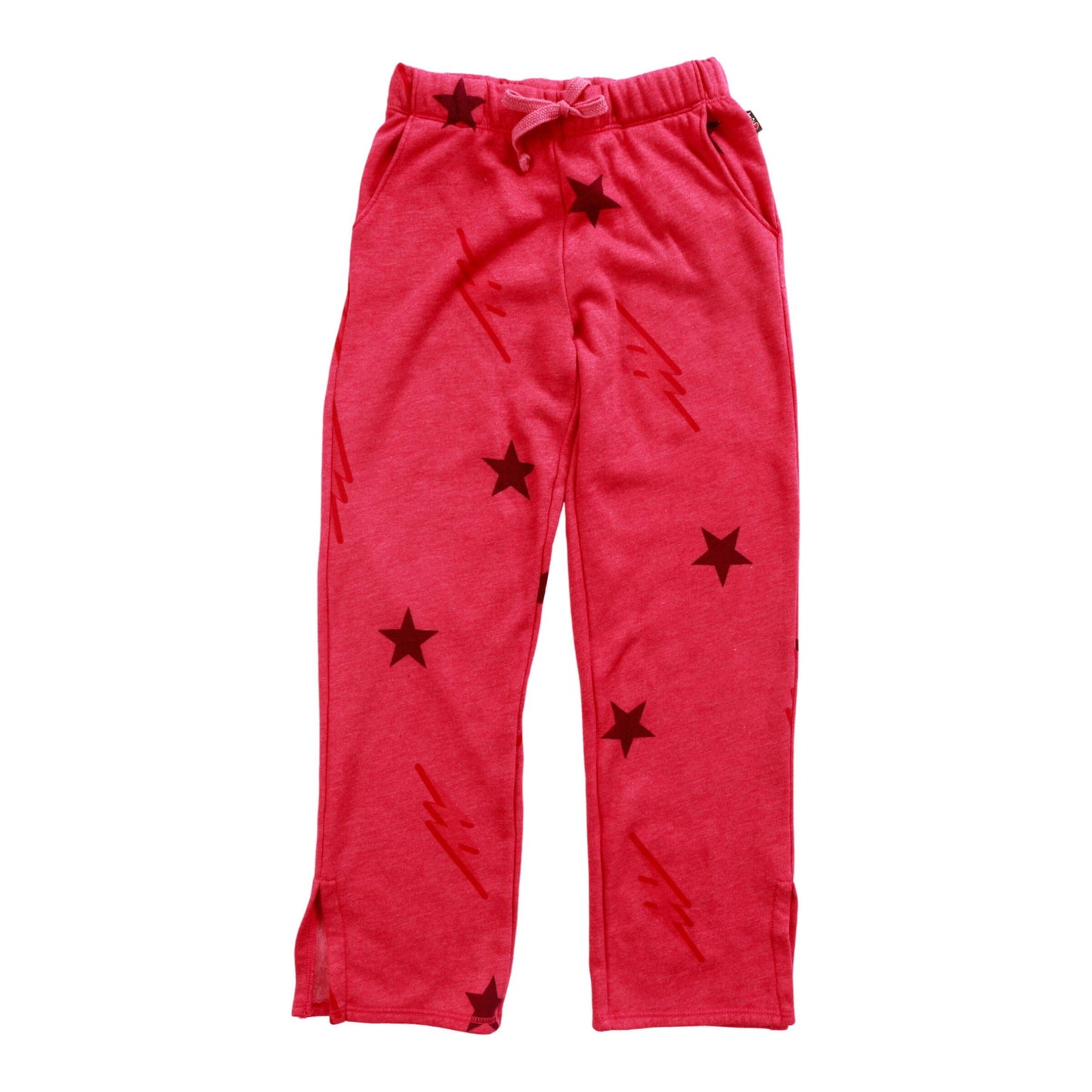 Straight-Legged Pants with Side Slits (Stars and Bolts Pattern)