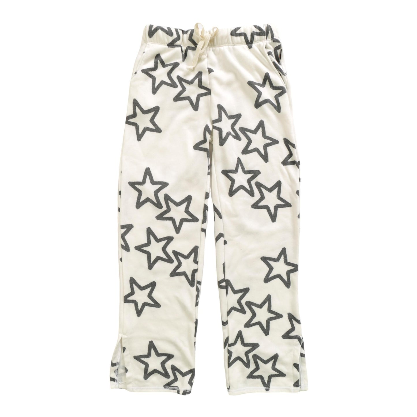 Straight-Legged Pants with Side Slits (Hollow Stars Pattern)