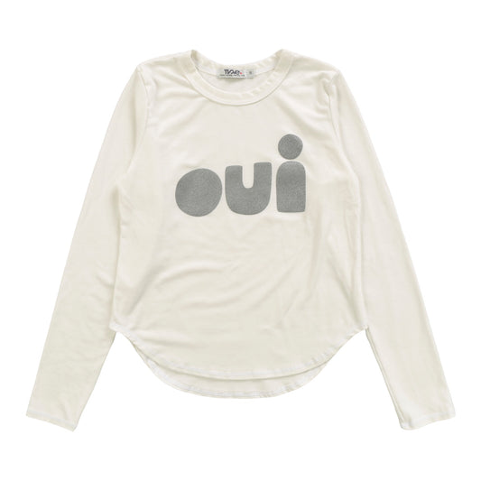 Heather Signature Round-Bottom Long-Sleeved Shirt ("oui")