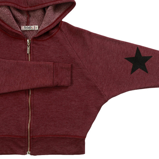 Heather Wide Cropped Hooded Jacket (Black Star Print)