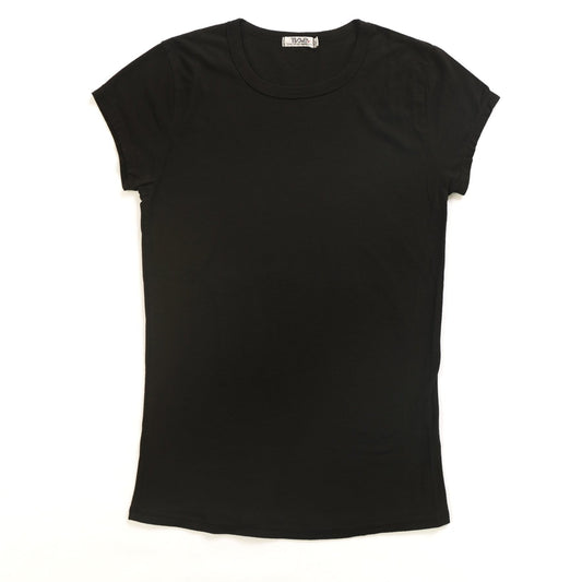 women's black cap-short-sleeve shirt