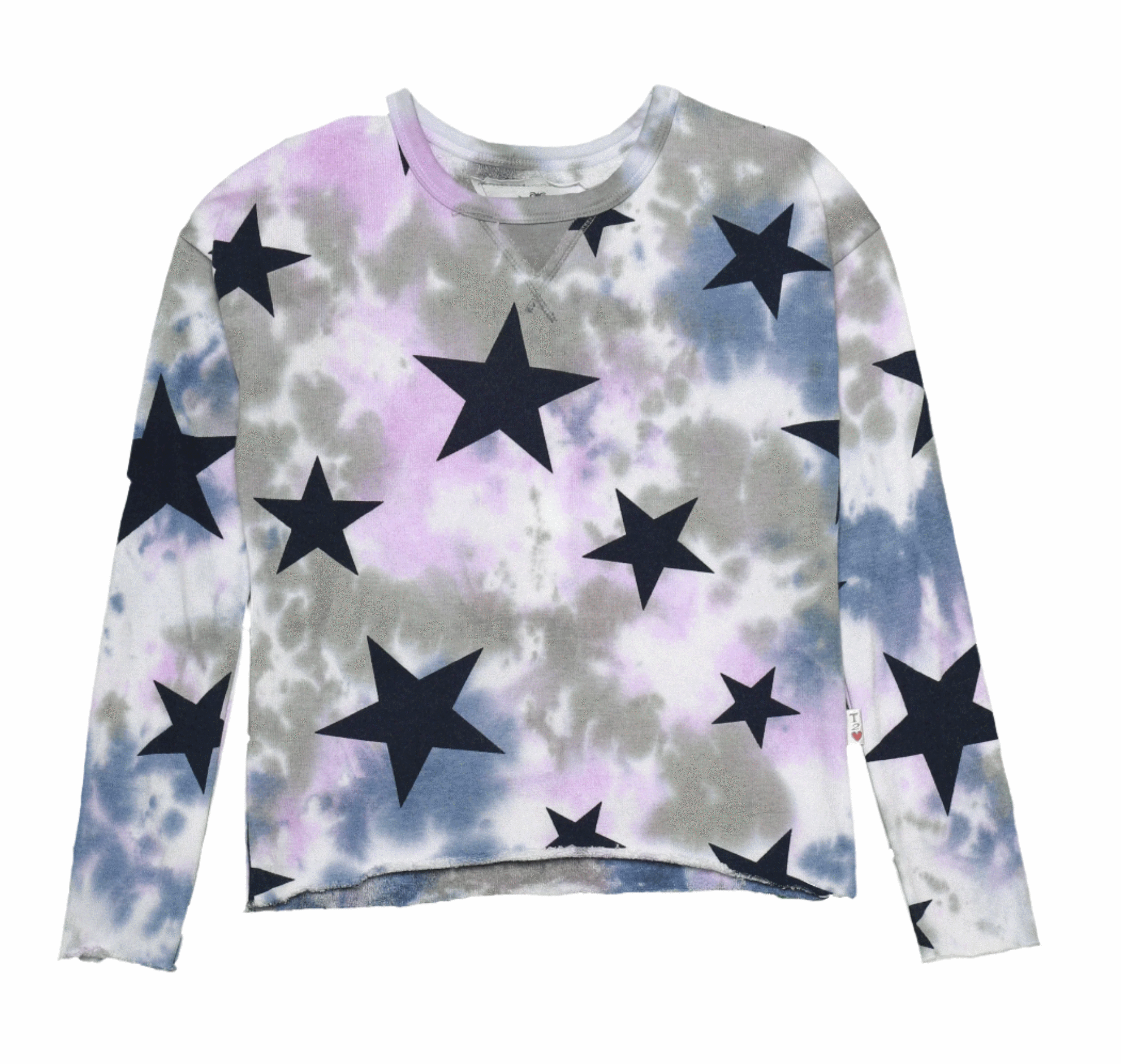 ●T-LOVE T2Love Women's Raw-Edge Crew Top with Keyhole Insert