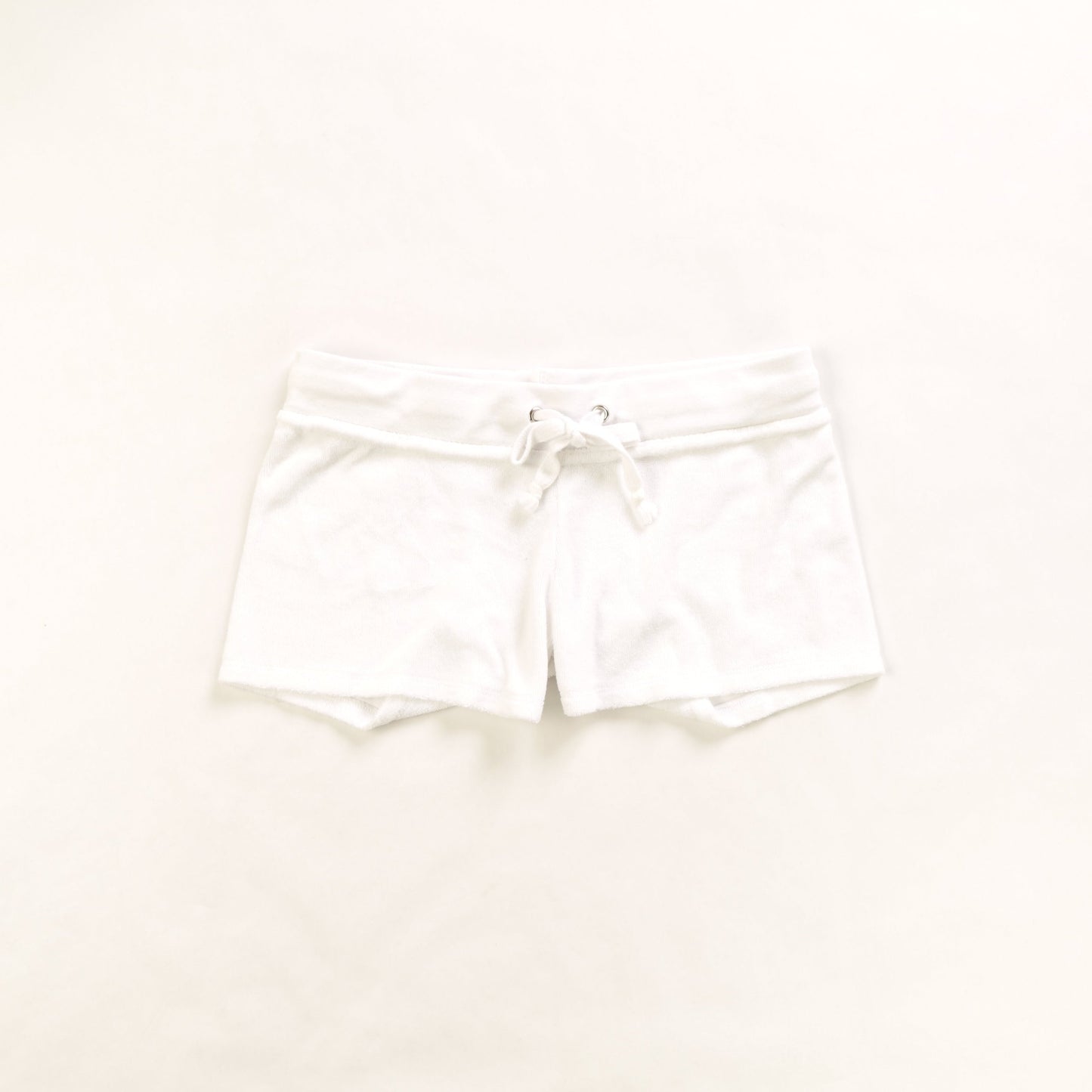 women's white terry fabric shorts with drawstring