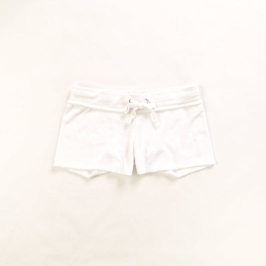 women's white terry fabric shorts with drawstring