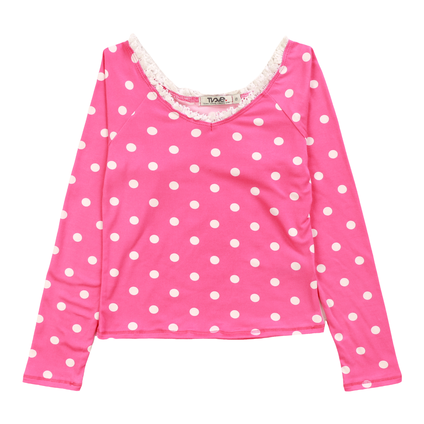 Lace V-Neck Shirt (White Polka Dots)