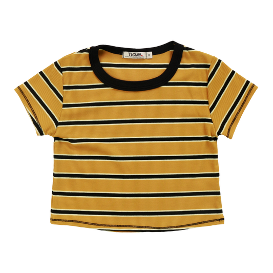 Crop Baby Tee (Black Stripes)