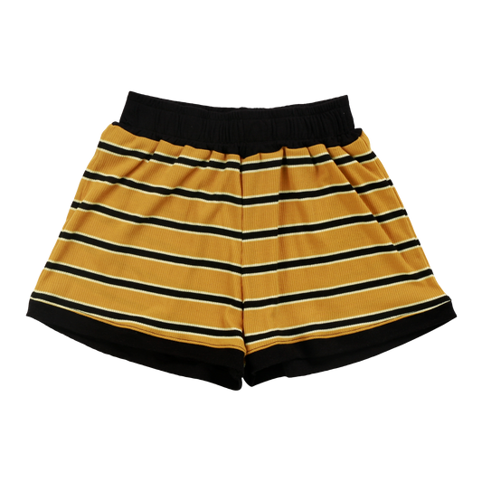 Easy Cuffed Shorts (Black Stripes)