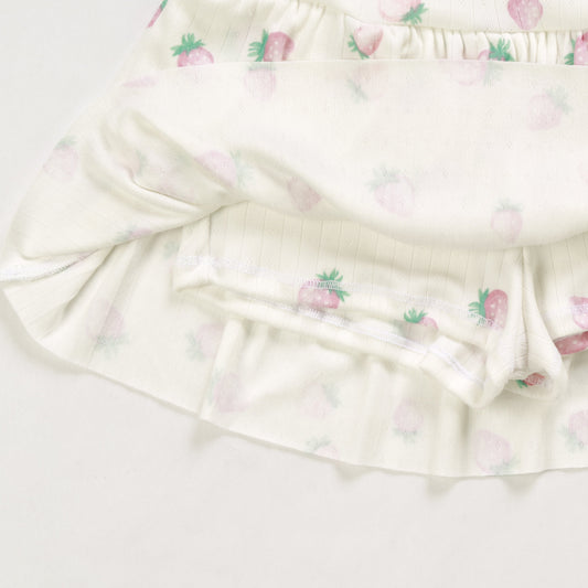 3-Tiered Skirt Shorts (Strawberry Pattern)