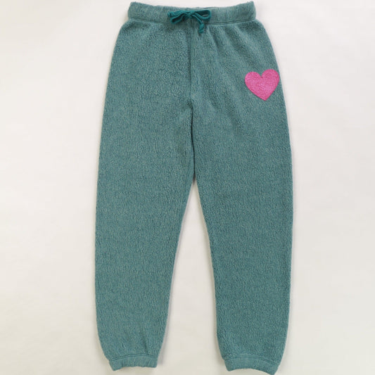 Reversed-Fabric Athletic Pants (Mini Pink Heart Print)