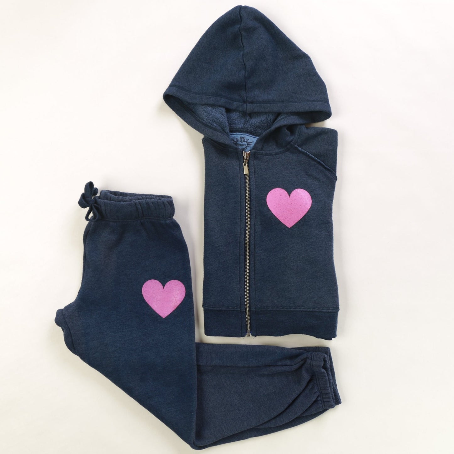 Signature Hooded Jacket & Athletic Pants Set (Mini Pink Heart Print)