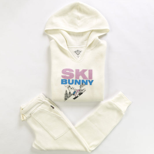 "SKI BUNNY" Hooded Pullover & Slouch Pants Set