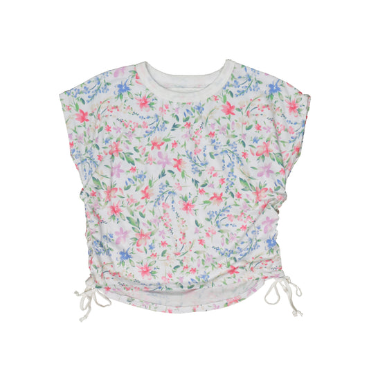 Muscle Tee with Gathered Side Tie (Floral Pattern)