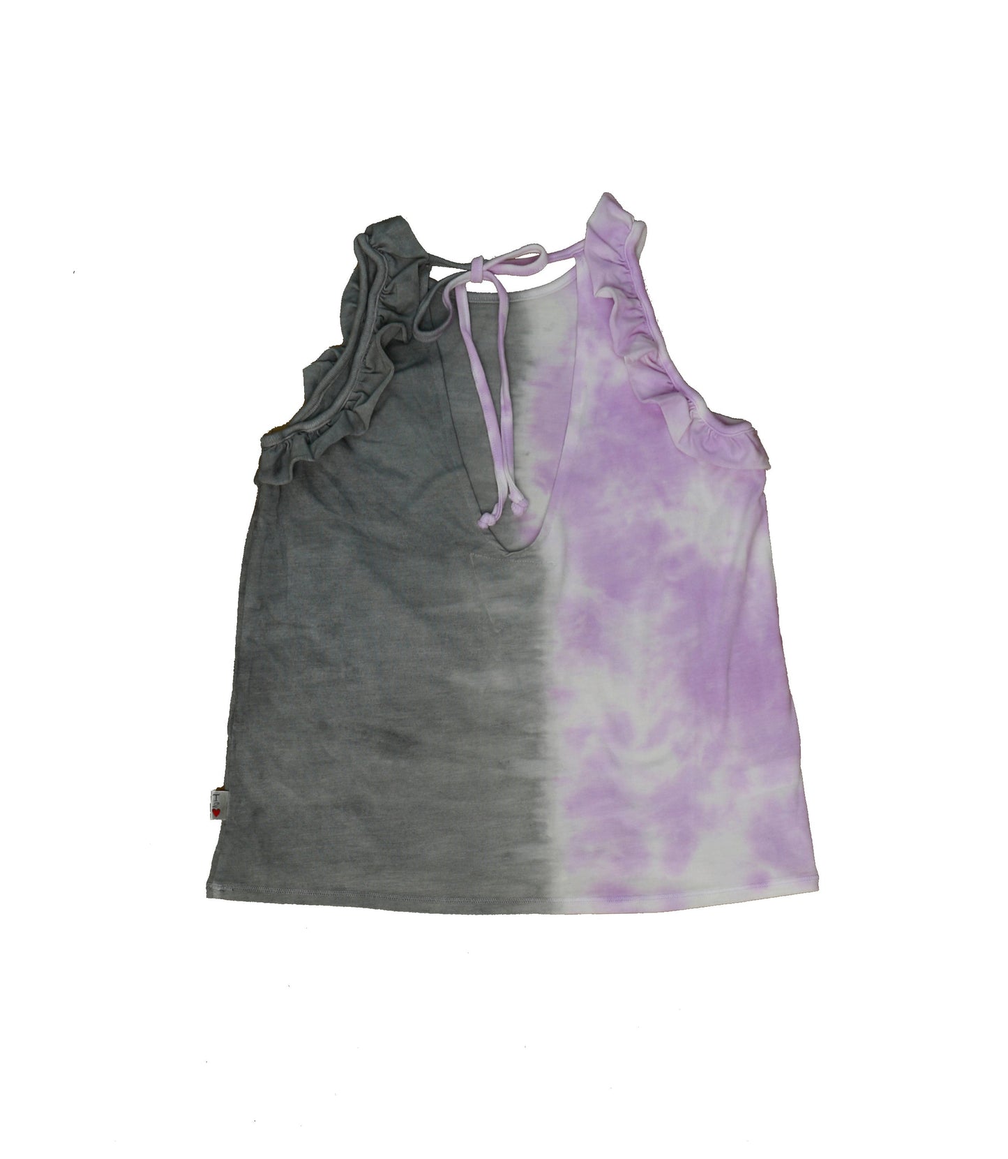 Ruffle Tank (Grey-Lilac Split Tie-Dye)