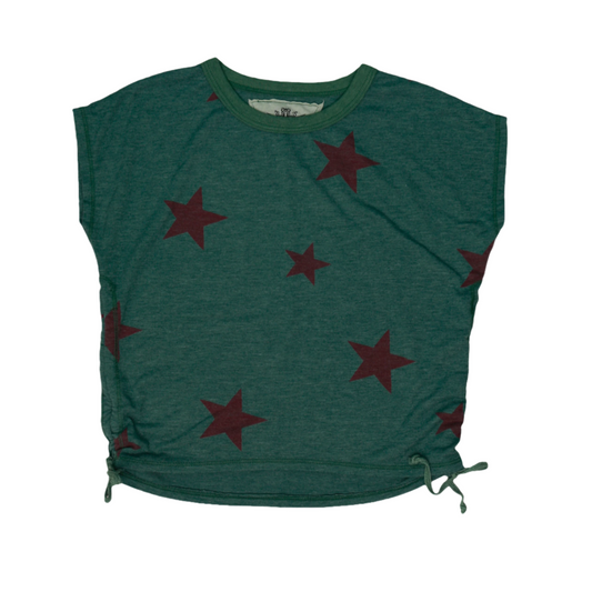 Muscle Tee with Gathered Side Tie (Pink Stars Pattern)