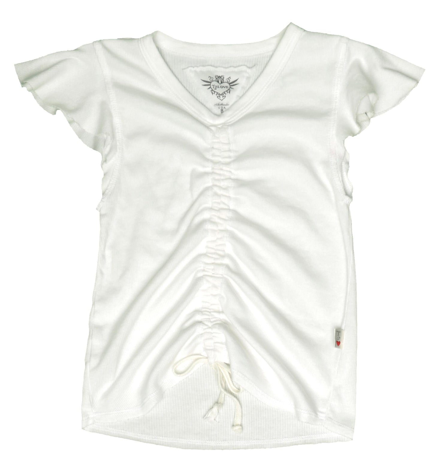 Ruffle Short-Sleeve Gather-Front Top