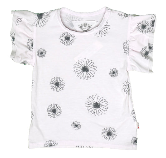 Double Ruffle-Sleeve Tee (Daisy Pattern)