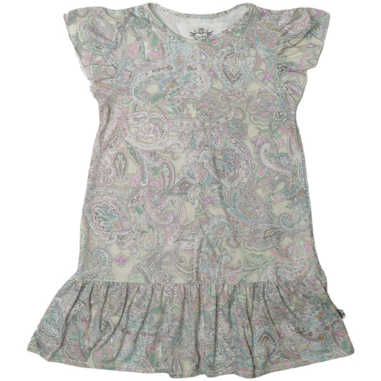 Ruffle-Sleeve Ruffle Dress (Paisley Pattern)