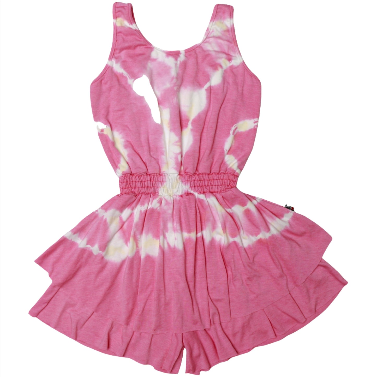 Double-Layer Tank Romper (Pink Ripples Tie-Dye)
