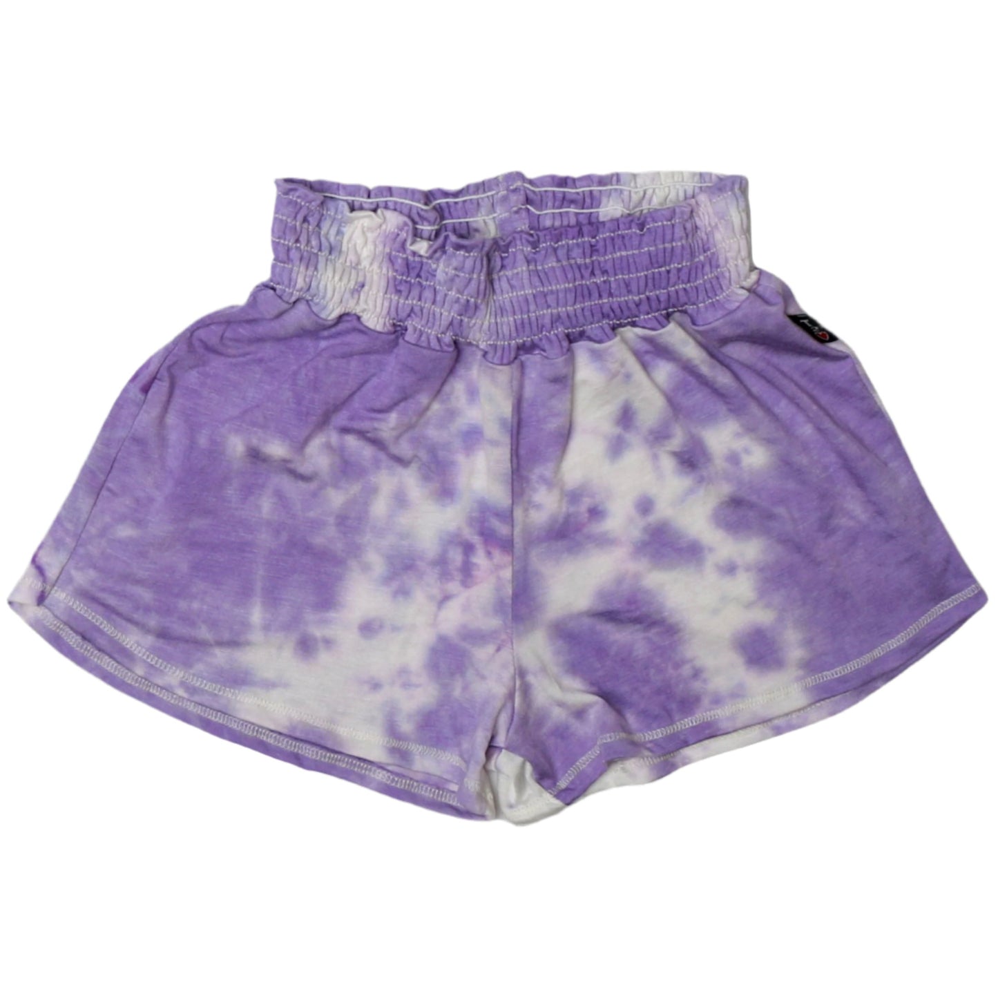 Smocked-Top Sport Shorts (Lavender Tie-Dye)