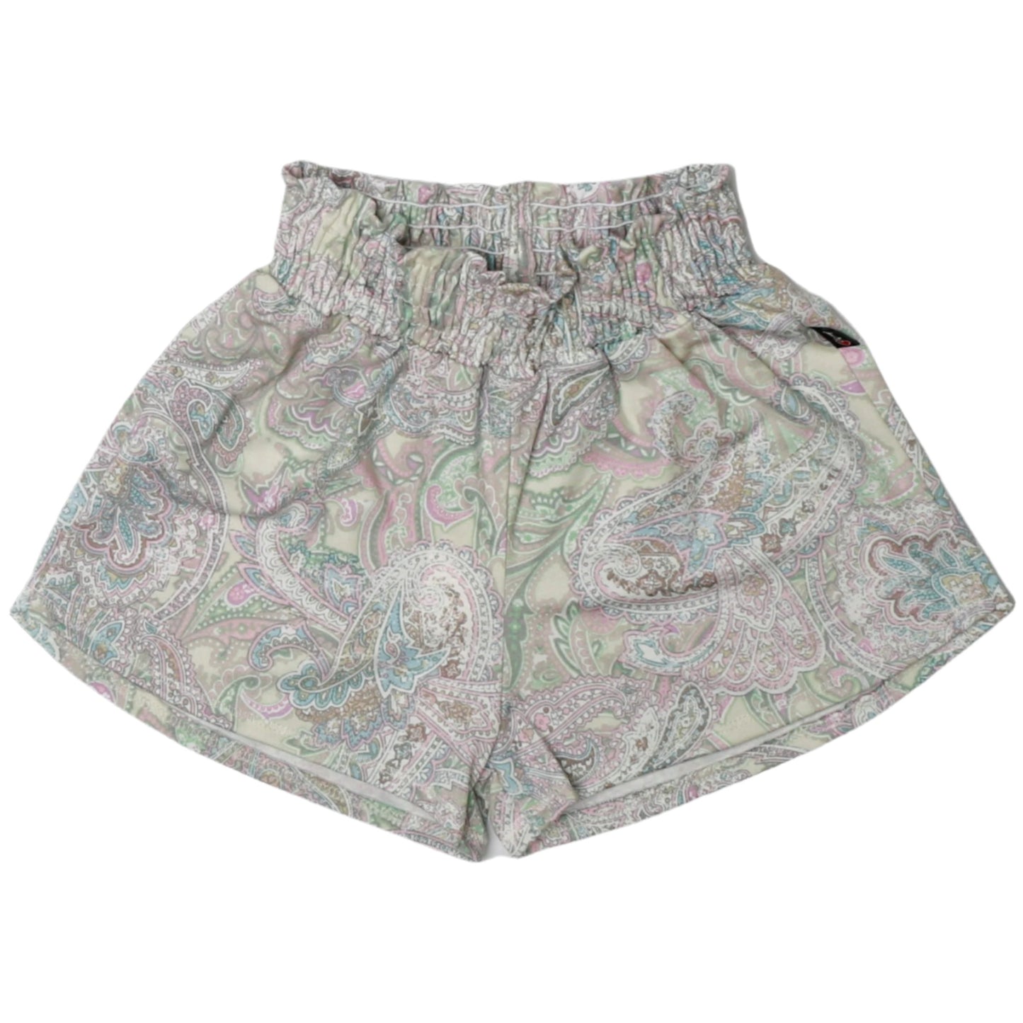 Smocked-Top Sport Shorts (Paisley Pattern)