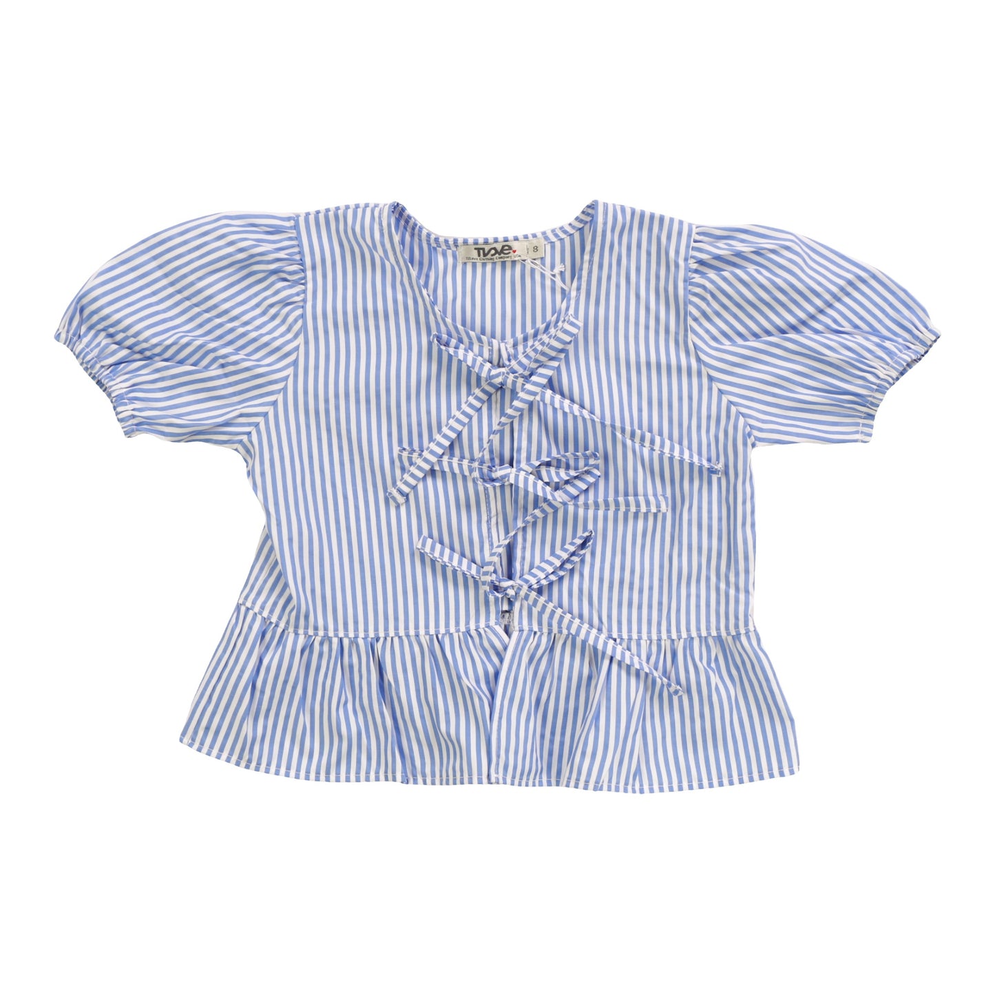 Triple Bow Top (Blue Stripes)