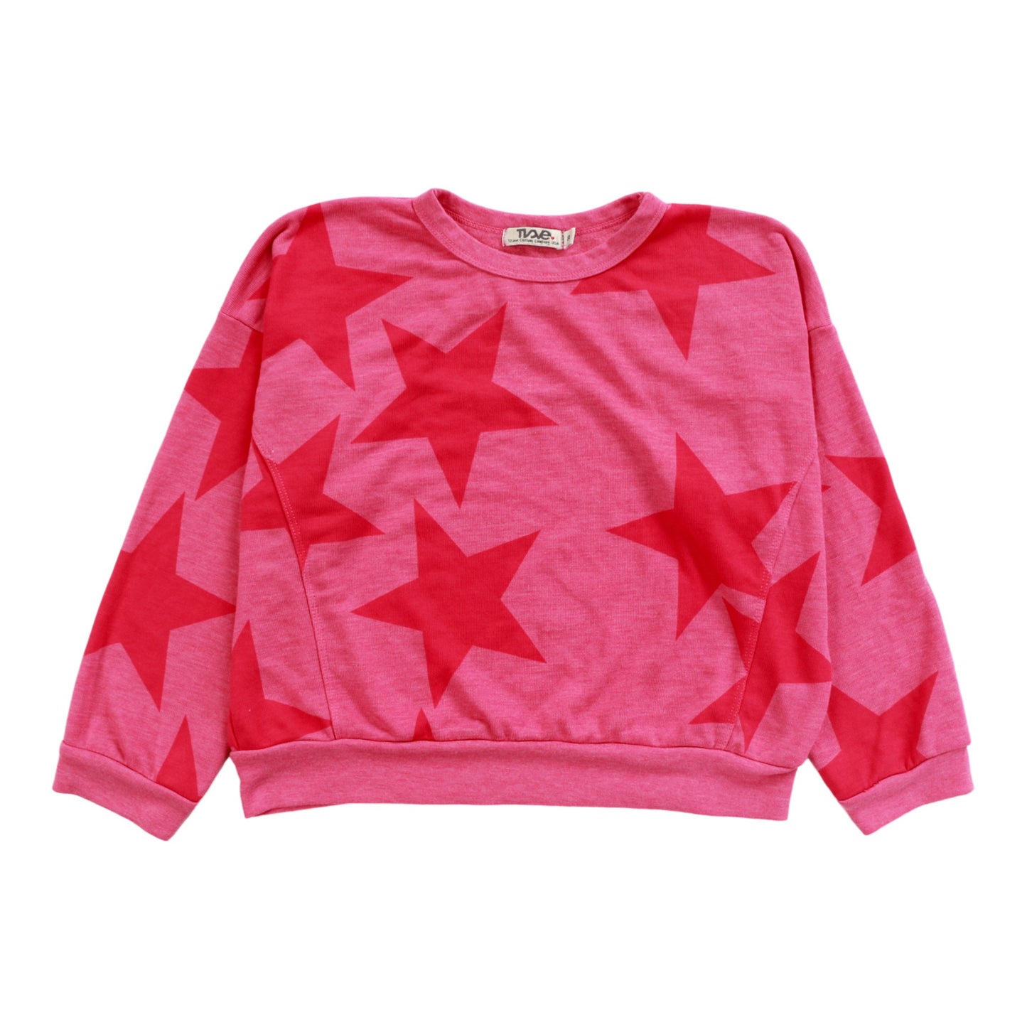 Sweatshirt with Keyhole Back (Large Pink Stars Pattern)