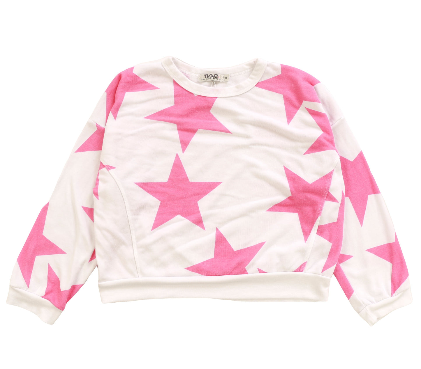 Sweatshirt with Keyhole Back (Large Pink Stars Pattern)