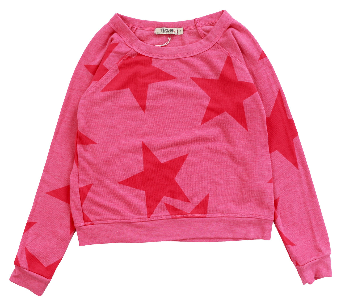Raglan Crew Top (Large Pink Stars Pattern)