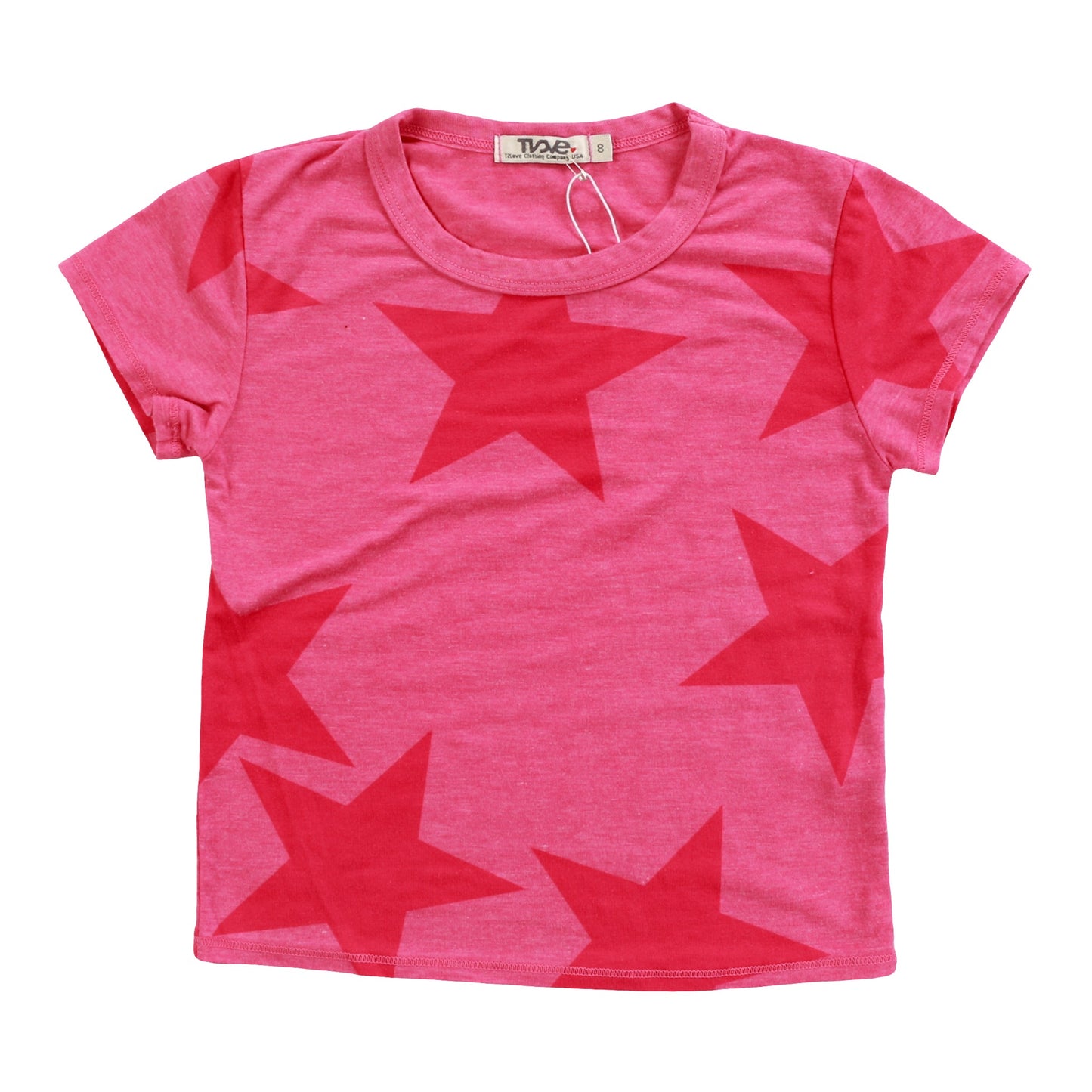 Signature Cap Sleeve Tee (Large Pink Stars Pattern)