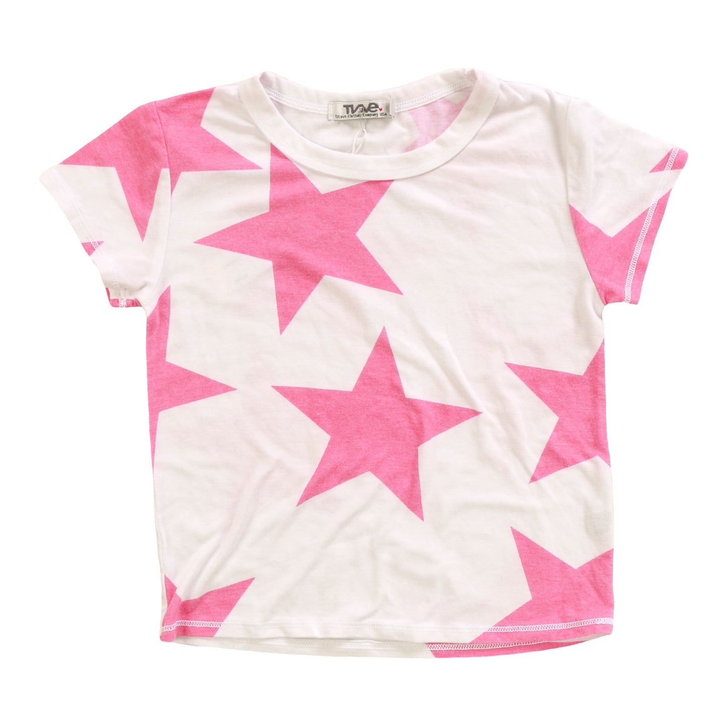 Signature Cap Sleeve Tee (Large Pink Stars Pattern)