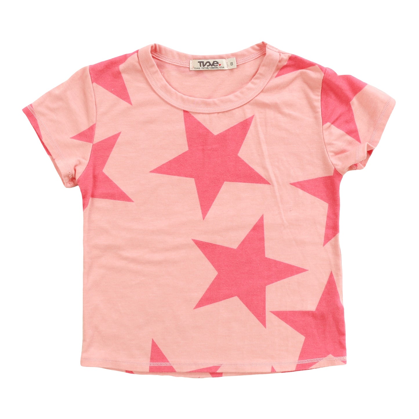 Signature Cap Sleeve Tee (Large Pink Stars Pattern)