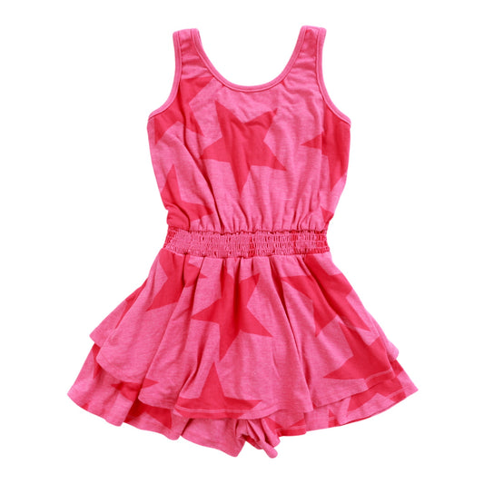 Double-Layer Tank Romper (Large Pink Stars Pattern)