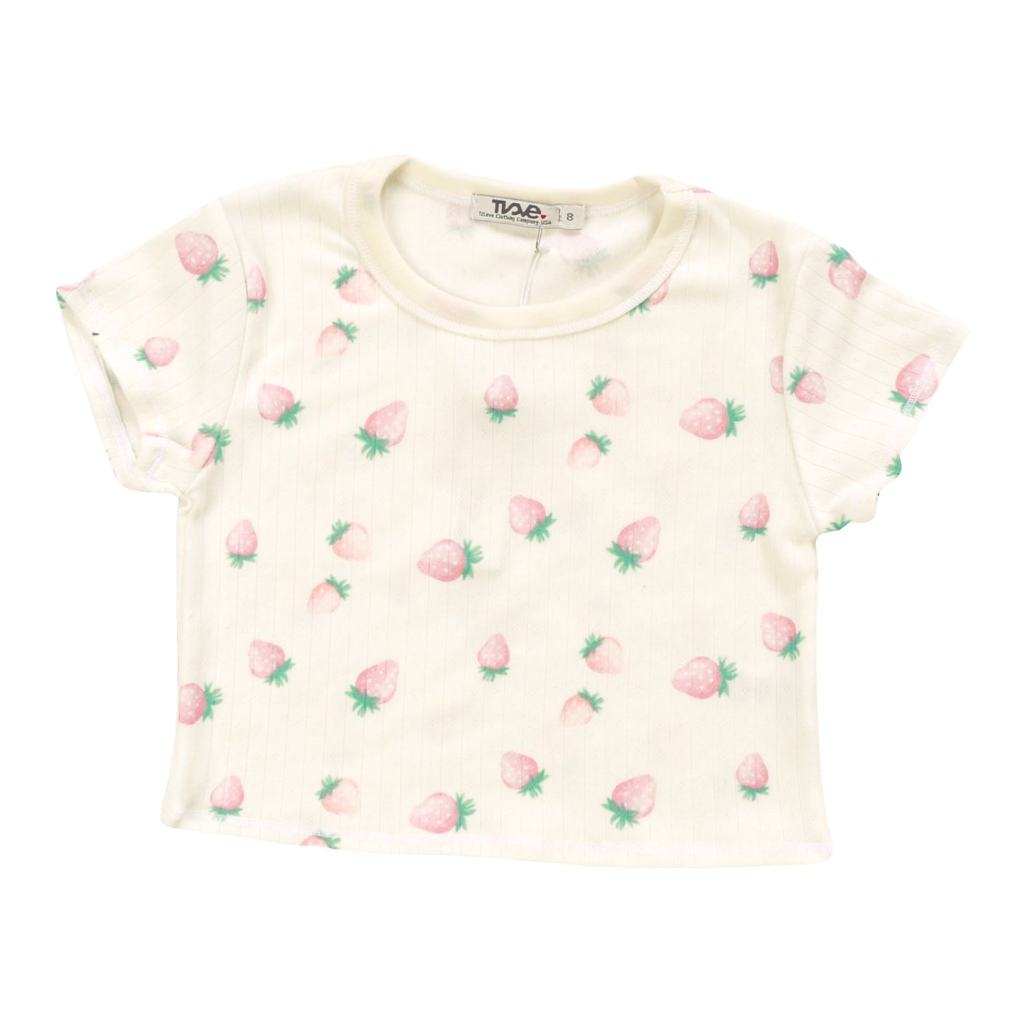 Crop Baby Tee (Strawberry Pattern)