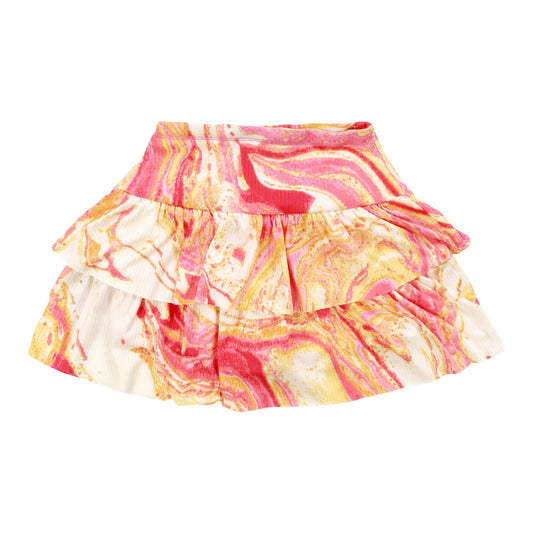 3-Tiered Skirt Shorts (Marble Tie-Dye)