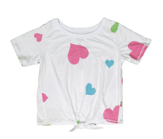 Tie-Front Tee (Colored-Hearts Pattern)