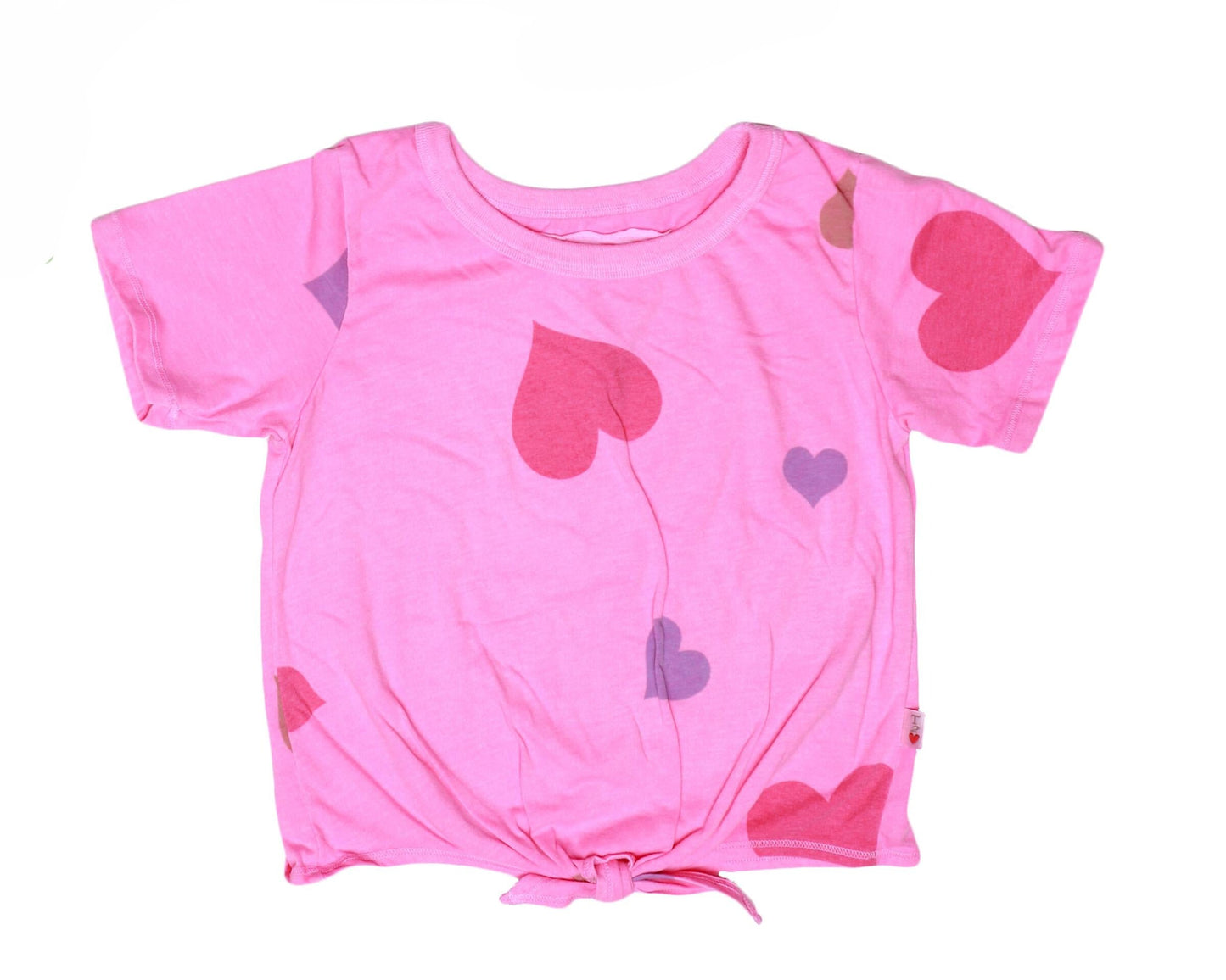 Tie-Front Tee (Colored-Hearts Pattern)