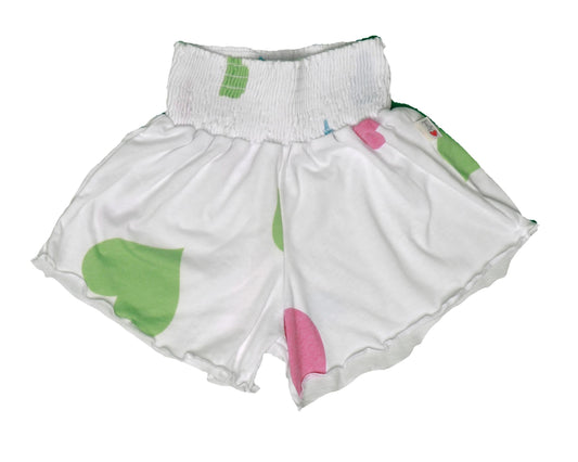 Merrow-Edged Shorts (Colored-Hearts Pattern)