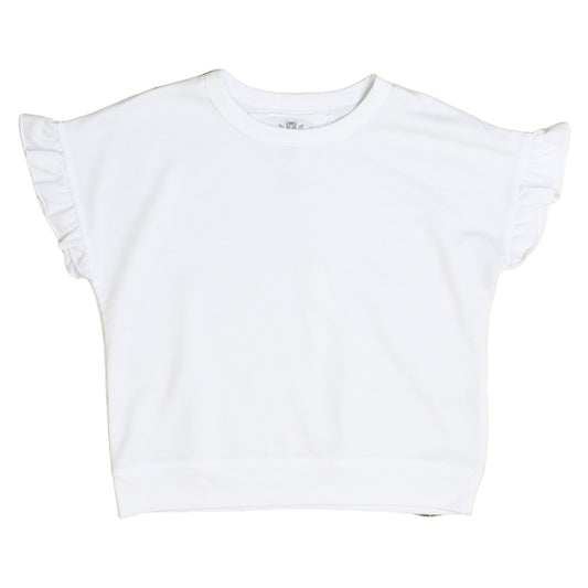 Heather Ruffle-Sleeve Banded Top