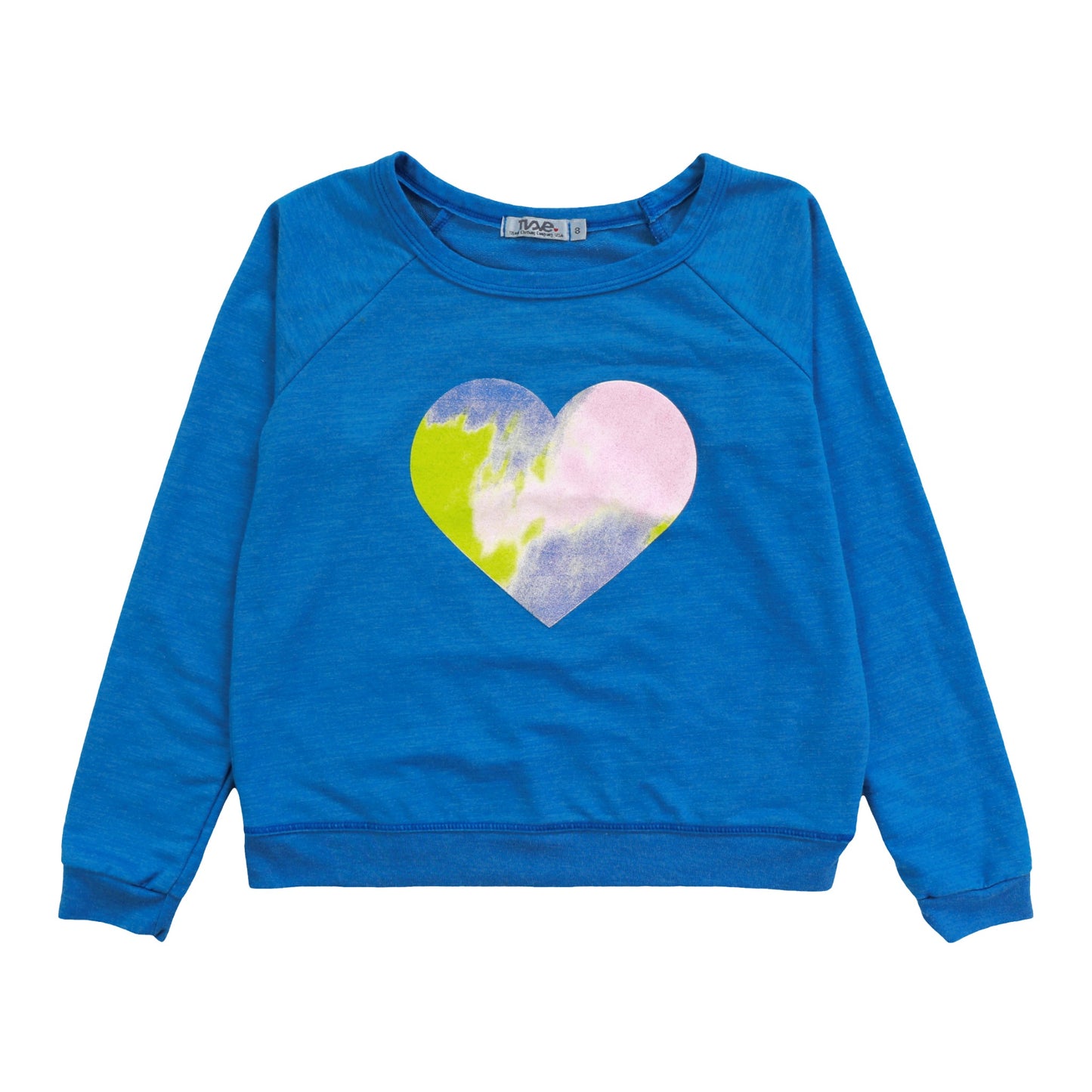 Raglan Crew Top (Tie-Dye Heart Print)