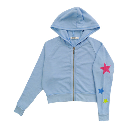 Wide Cropped Hooded Jacket (3-Star Print)