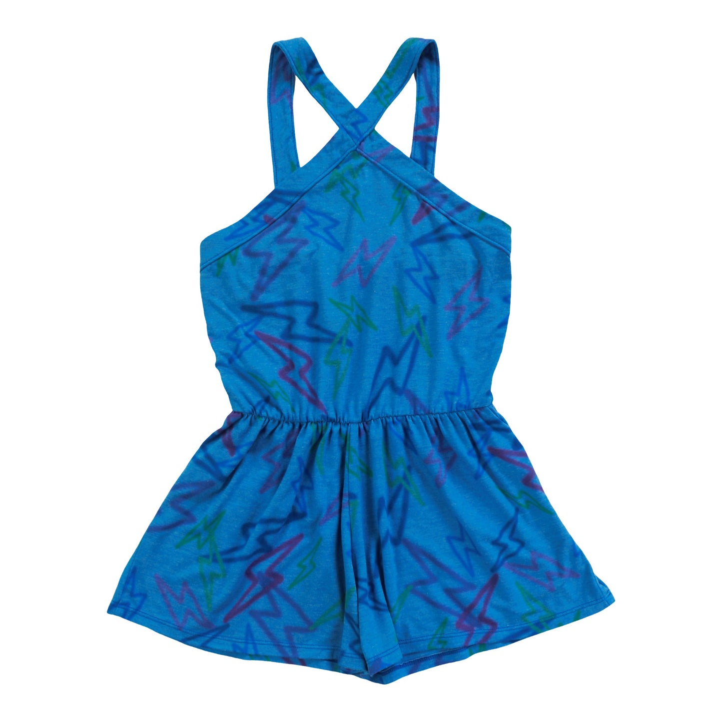 Halter Top Romper (Mixed Color Bolts Pattern)