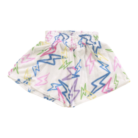 Criss-Cross Smocked Shorts (Mixed Color Bolts Pattern)