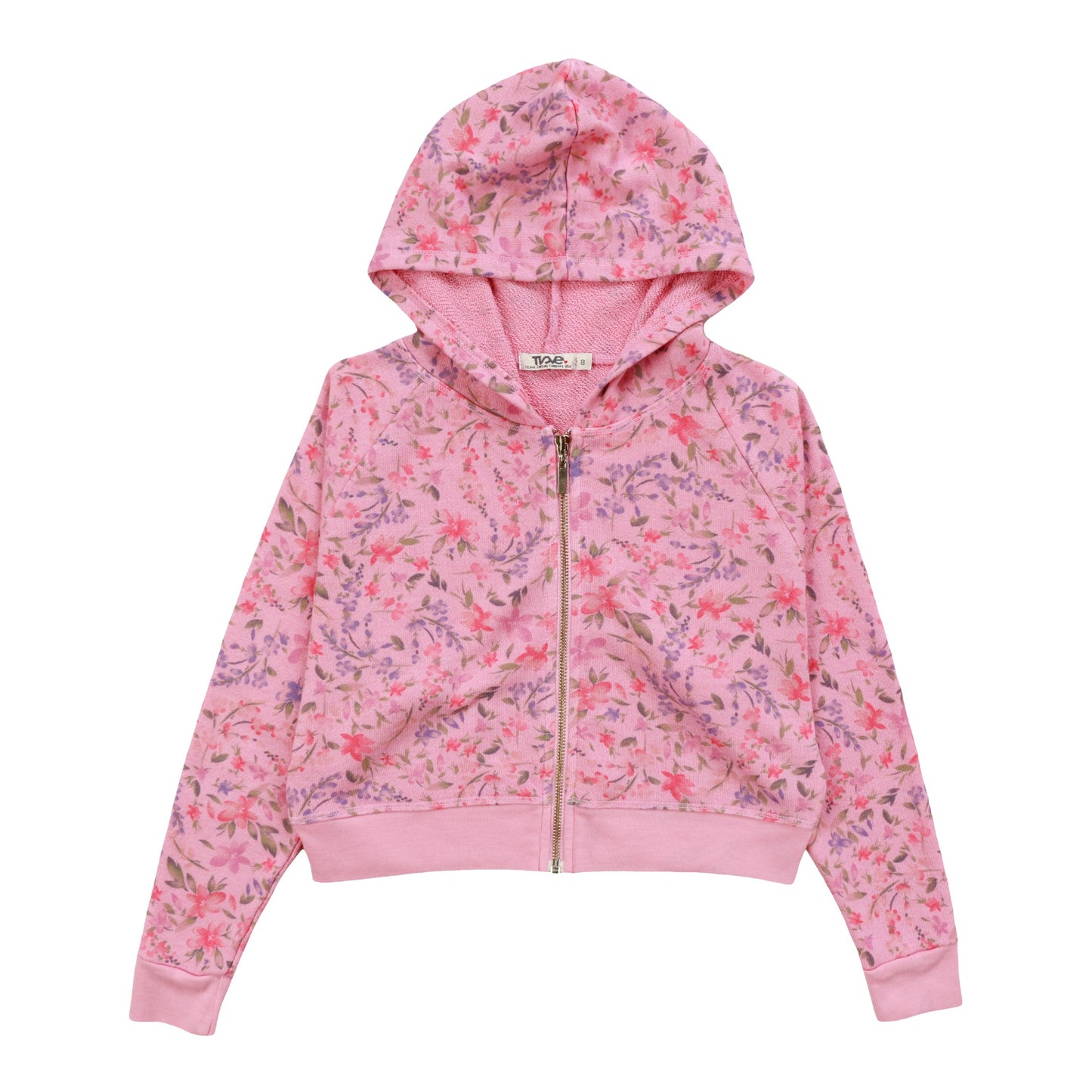 Heather Wide Cropped Hooded Jacket (Floral Pattern)